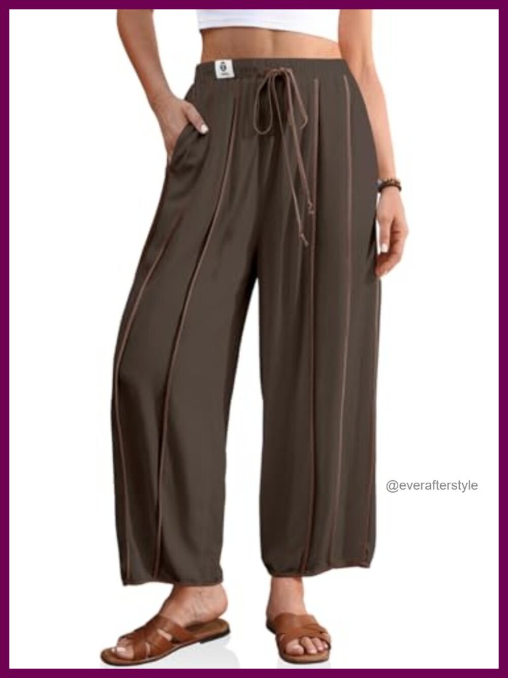 Linen Blend Harem Pants Wide Leg Drawstring Casual Summer Palazzo